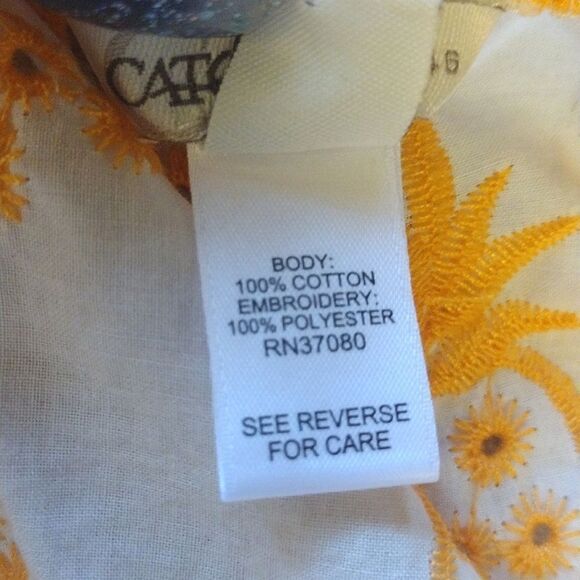 Cato Orange Floral Embroidered Eyelet Scallop Tank Large NWOT - Picture 11 of 12